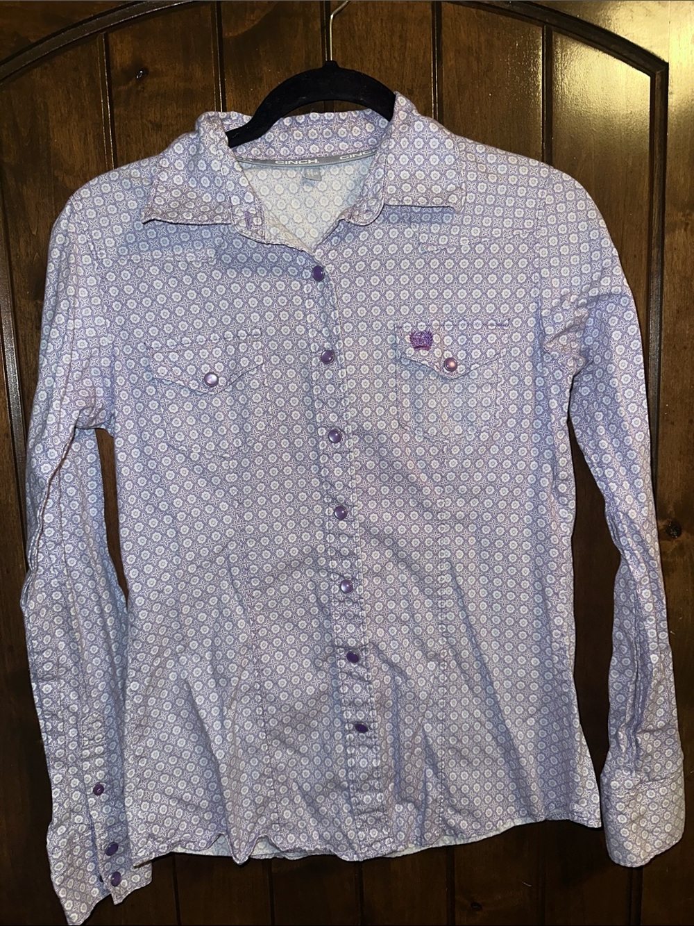 Cinch Lavender Geometric Button-Down Shirt